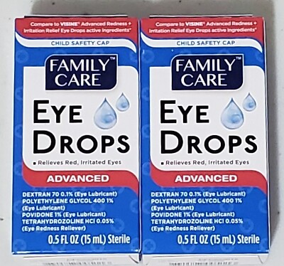 #ad SET OF 2 Family Care Eye Drops Advanced Relieves Red Irritated Eyes 0.5oz $6.99