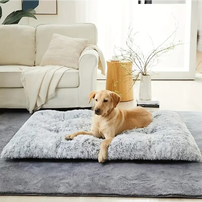#ad Warm Plush Dog Bed Mat Washable Calming Cushion for Pet Puppy For Large Dog Cat GBP 17.99
