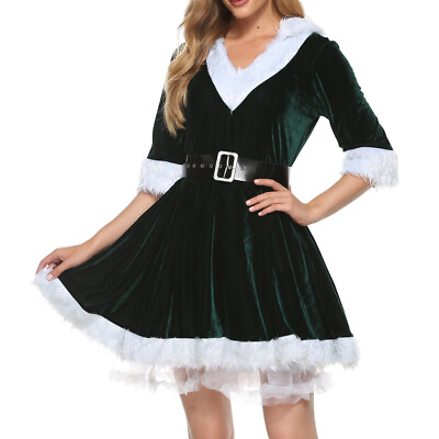 #ad Women Christmas Lingerie Dress Big Open V Neck Collar Nightwear Uniform Cosplay $25.65