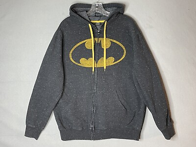 #ad Batman Adult Hoodie Size L Black DC Superhero Full Zip Hood Comics Cosplay $16.00