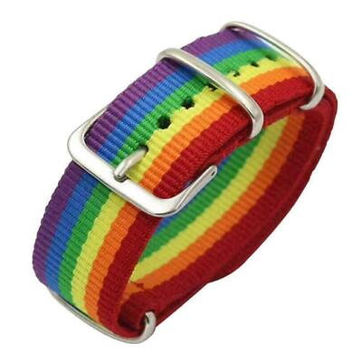 #ad NEW Bracelet Nylon Rainbow Pride Gay LGBTQ Wristband Fully Adjustable $7.98