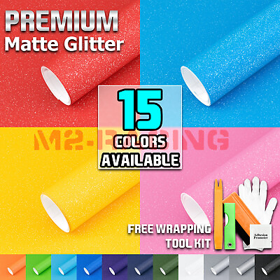 #ad Premium Matte Glitter Sparkle Vinyl Wrap Sticker Decal Sheet Bubble Free Film $78.78