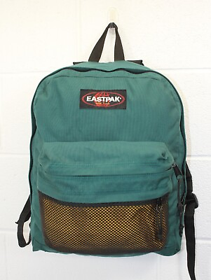 #ad Vintage Forest GREEN Canvas Eastpak Backpack Bookbag USA Made NICE 15quot; $23.97