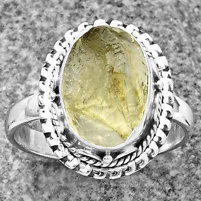 #ad Natural Yellow Scapolite Rough 925 Sterling Silver Ring s.7.5 Jewelry R 1279 $11.49