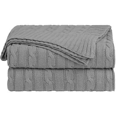 #ad Cable Knitted Bed Sofa Throw Blanket Grey 47quot; x 71quot; $25.92