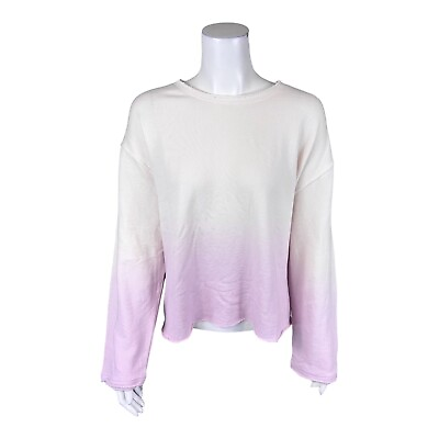 #ad Peace Love World Womens Dip Dye French Terry Pullover Top Mandy Pink Medium Size $20.00