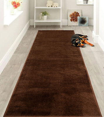 #ad Hallway Runner Contemporary Solid Brown Design 26quot; 30quot; 36quot; Wide $220.99