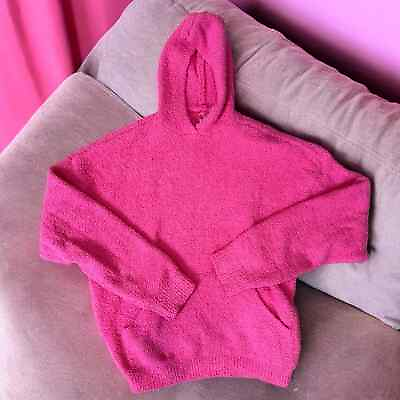 #ad SKIMS Cozy Knit boucle fuzzy Unisex hoodie hot pink medium $45.00
