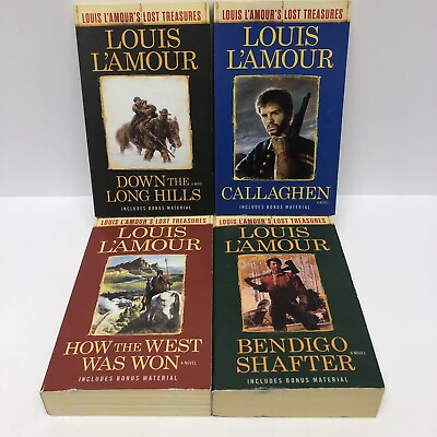 #ad 4 x Louis L#x27;Amour Western Novels Mixed Lot Book Bundle Lost Treasures $18.99