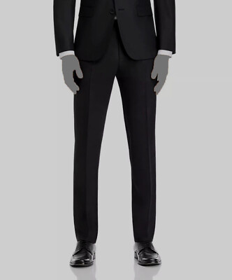 #ad $245 Hugo Boss Men#x27;s Black Slim Fit Wool Dress Suit Trousers Pants 42R $78.78