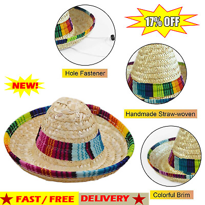 Costume Dog Supplies Sombrero Pet Straw Hat Pet Ornament Cap. Straw Mexican N6R0 $2.94