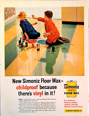 #ad 1968 Simoniz Floor Wax Children Playing On Floor Linoleum Rubber Print Ad $11.99