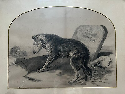 #ad Antique Etching Print Edwin Landseer The Poor Dog Shepherds Grave Fine Art GBP 70.00