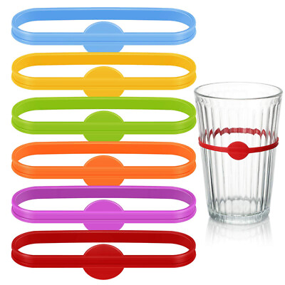 #ad 12Pc Silicone Drink Markers Wine Glass Charms Glass Cup Glass Bottle Strip Ta Bh $3.43