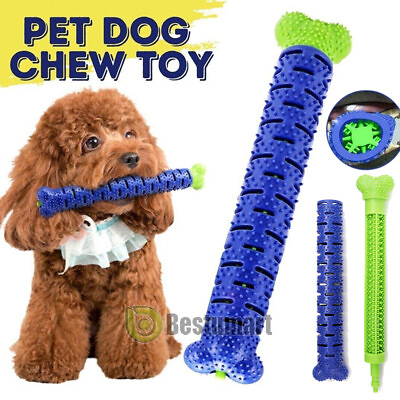 #ad 2 in 1 Dog TPR Chew Bite Toy Toothbrush Pet Molar Teeth Cleanner Brushing Stick $9.63