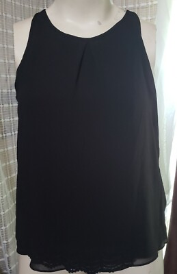 #ad Women#x27;s Jrs. Black Lined Dressy Tank Top Sleeveless Blouse size XL #TBD $19.99