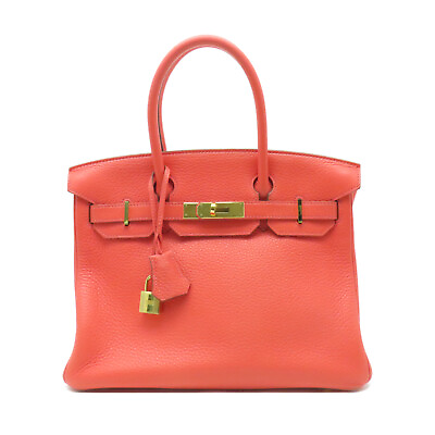 #ad HERMES GHW Birkin 30 Handbag Taurillon Clemence Rose Jaipur Red $12004.00
