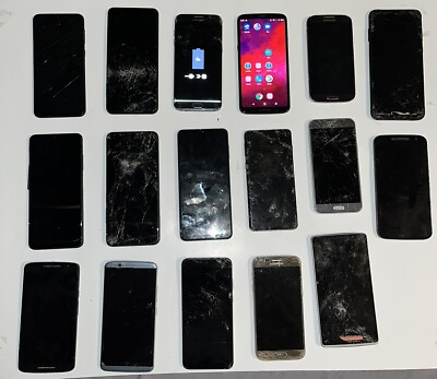 #ad Lot of 17 phones various models Android for parts and repairs $90.00