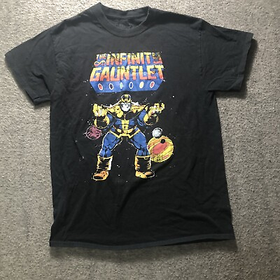#ad Mens Marvel The Infinity Gauntlet Thanos Black T shirt Adult Short Sleeve Size M $9.02