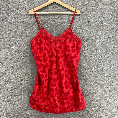 #ad California Miss Cami Top Women M Medium Red Paisley Sleeveess V Neck Sleepwear $15.23