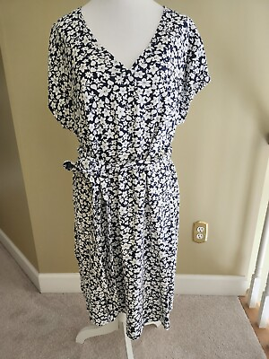 #ad Lane Bryant Cap Sleeve Ali Floral Belted Cotton Dress Size 18 20 $24.99
