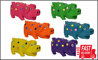 #ad Multipet#x27;s 9 Inch Latex Polka Dot Globlet Pig Dog Toy Assorted Colors $9.90
