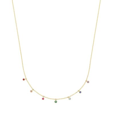 #ad 9ct Yellow Gold Rainbow Drop Necklet GBP 218.89