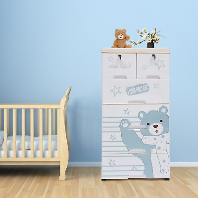 #ad 5 Layers Polar Bear Closet Tall Dresser Organizer Dolls Storage Cabinet 6Drawers $105.73