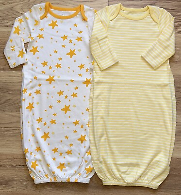 #ad Moon amp; Back Hanna Andersson Baby Size 50 0 3 Mos 2 Pack Sleeper Gown Yellow NEW $19.90