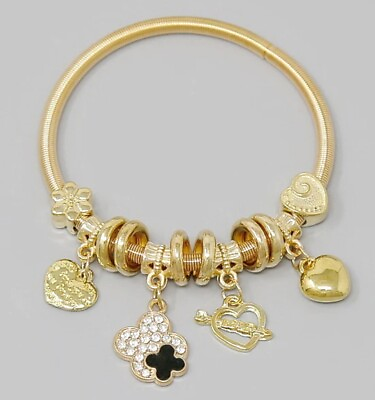 #ad Gold Charms Spring Bracelet $18.00