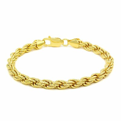 #ad 925 Sterling Silver 1.5mm 5.5mm Solid Rope Diamond Cut Gold Plated Bracelet $16.99