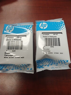 #ad 2PK Original HP 67 Black Color Ink Cartridge DeskJet 2755 4155 1255 EXP 12 2024 $26.95