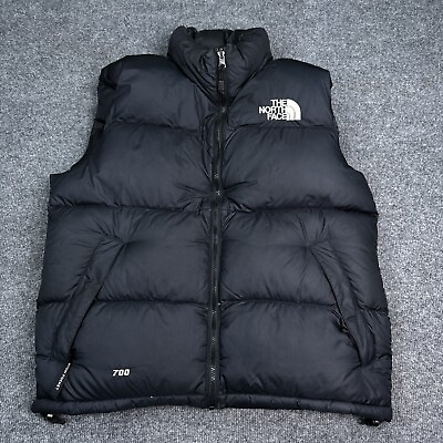 #ad The North Face 700 Vest Puffer Jacket Goose Down Mens Size Medium Black Full Zip $85.50