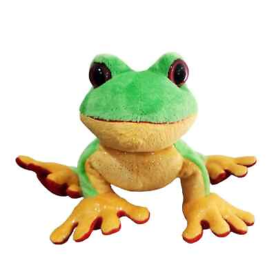 #ad Ganz Webkinz Tree Frog Stuffed Animal Plush Green and Yellow w Red Eyes 10quot; $12.00