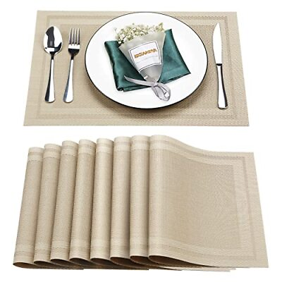 #ad Placemats for Dining Table Set of 8 Heat and Stain Resistant Washable Indoor ... $27.20