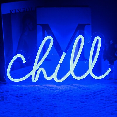 #ad Chill Wanxing Neon Light Led Blue Sign USB Powered Acrylic Night $37.99