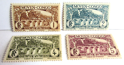 #ad 4 1930s MIDDLE CONGO SC#65 68 Viaduct at Mindouli French Colonies Stamps MNH $2.95