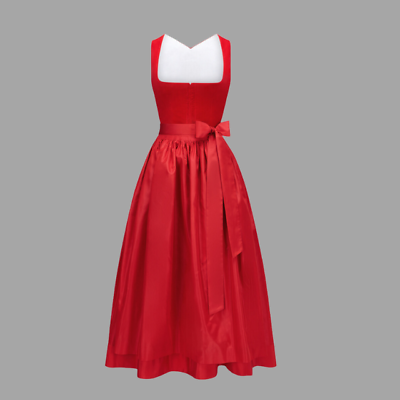 #ad Dirndl Dress Red velvet German women oversize Long maxi 32 to 54 size $199.00