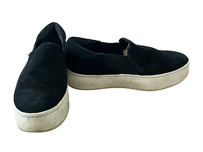 #ad #ad Vince Womens Size 6 Black Low Top Slip On Suede Platform Loafer Shoes $19.97