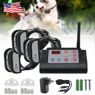 1 2 3 Pet Dog Wireless Electric Fence Containment System Training Collar Shock $93.49