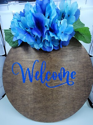 #ad Welcome 12 Inch Blue Floral Decor Sign $5.00