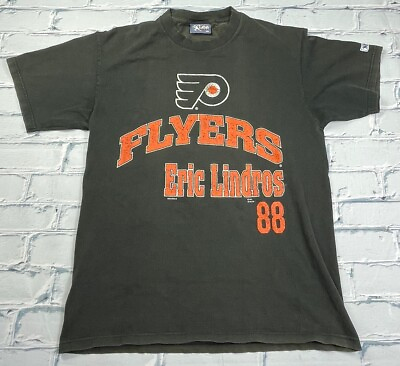 #ad Vintage 90s Philadelphia Flyers NHL Hockey Eric Lindros Black T Shirt Men’s Sz M $15.00