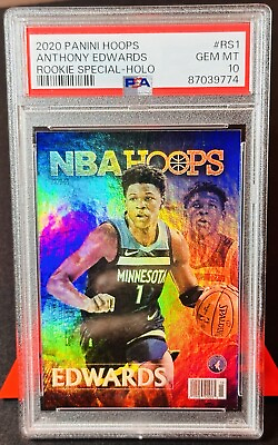 #ad Anthony Edwards 2020 21 Panini Hoops Rookie Special Holo PSA 10 Case Hit #RS1 $214.99