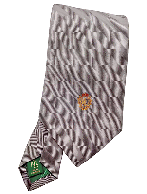 #ad Polo Lauren Ralph Lauren LOGO Neck Tie SILVER GRAY Silk Hand Finished USA MADE $33.29