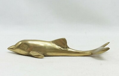 #ad Brass Dolphin 6quot; Coastal Marine Ocean Decor Paperweight Figure Solid Vintage MCM $11.92