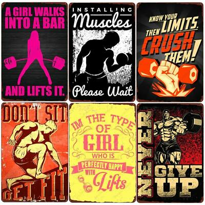 #ad GYM Vintage Metal Tin Sign Retro Poster Fighting Exercise Spirit Plaque Wall Art $16.99