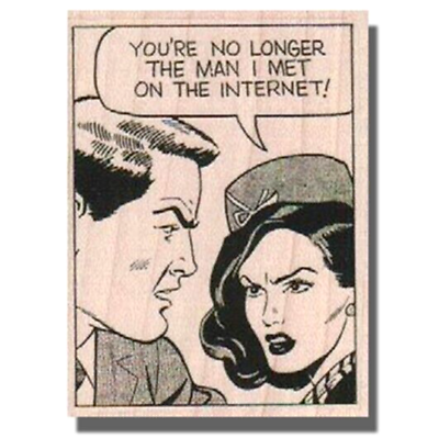 #ad NEW Mounted Rubber Stamp Internet Man Woman Comic Comic Strip Love Cartoon $10.48