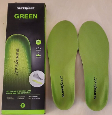 #ad Superfeet GREEN High Arch Orthotic Insoles Size D Men#x27;s 7.5 9 Women#x27;s 8.5 10 $23.99