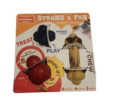 #ad Nylabone Strong amp; Fun Variety 3 pack Treat toy Play Toy Chew Toy $29.99
