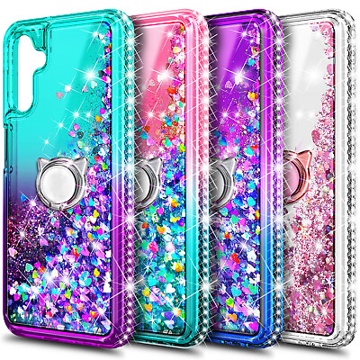 For Samsung Galaxy A14 5G Bling Glitter Phone Case w Tempered Glass amp; Lanyard $13.98
